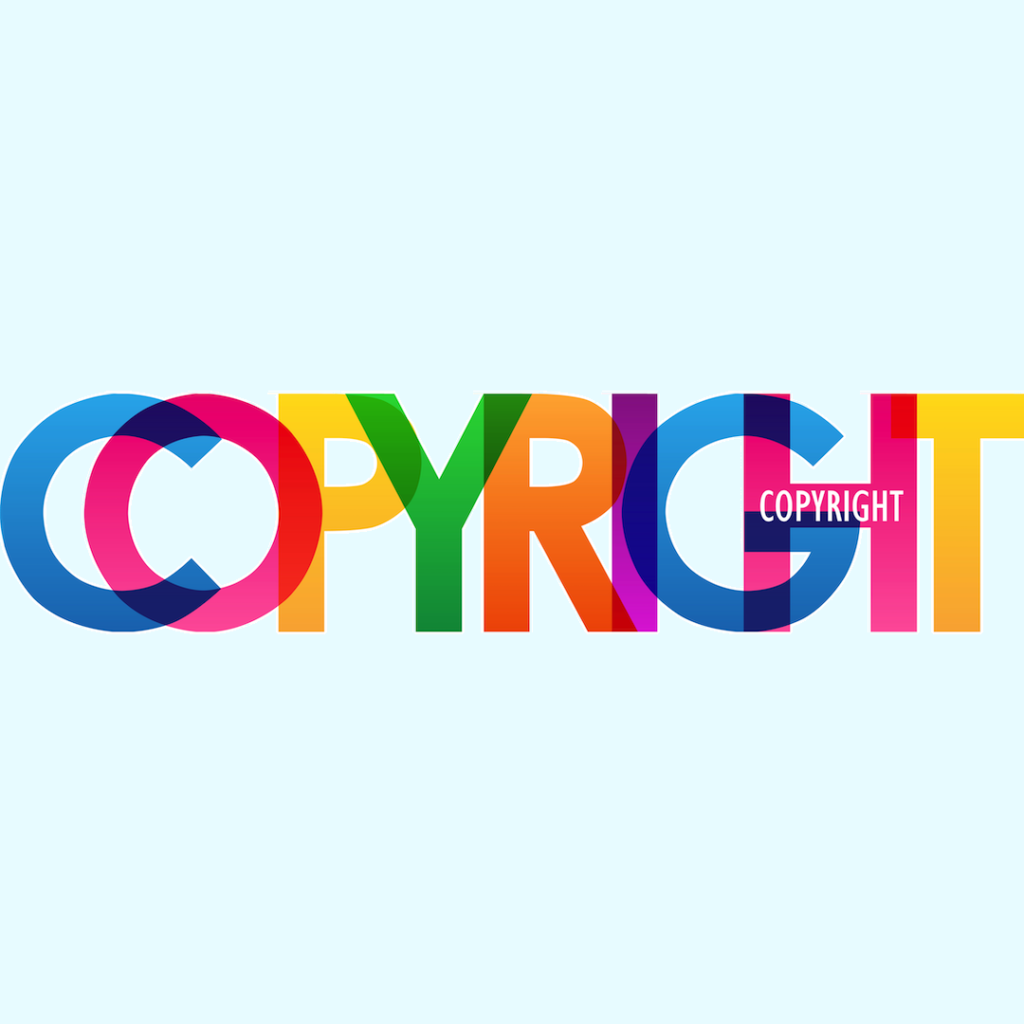 A graphic of the word "Copyright" written in capital letters of different colors.